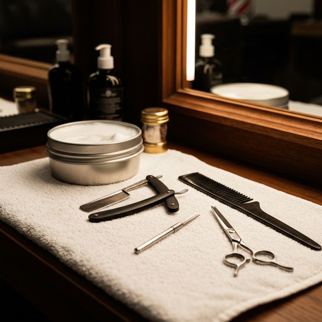 Barber tools and hot towel station